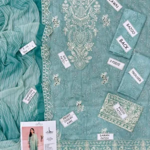 3PC DIGITAL PRINT LAWN  DIGITAL PRINT FRONT FULL CHICKENKARI NECK PATCH DAMAN PATCH DIGITAL PRINT SLEVES SLEVES PATCH DIGITAL PRINT TROUSER