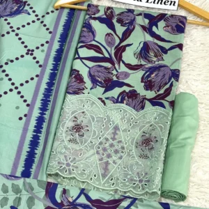 3PC Doria Linen Full Embroidered