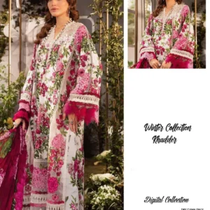 3PC Khaddar Digital Print with Chickenkari