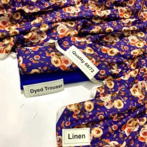 Digital Print 2PC Linen Airjet Quality with Plain Trouser